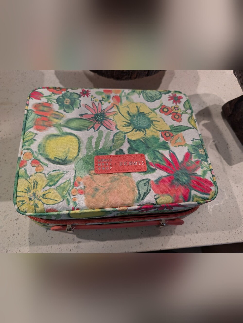 Jonathan Cohen Floral Cosmetic Case - Green, Yellow, Pink, Orange